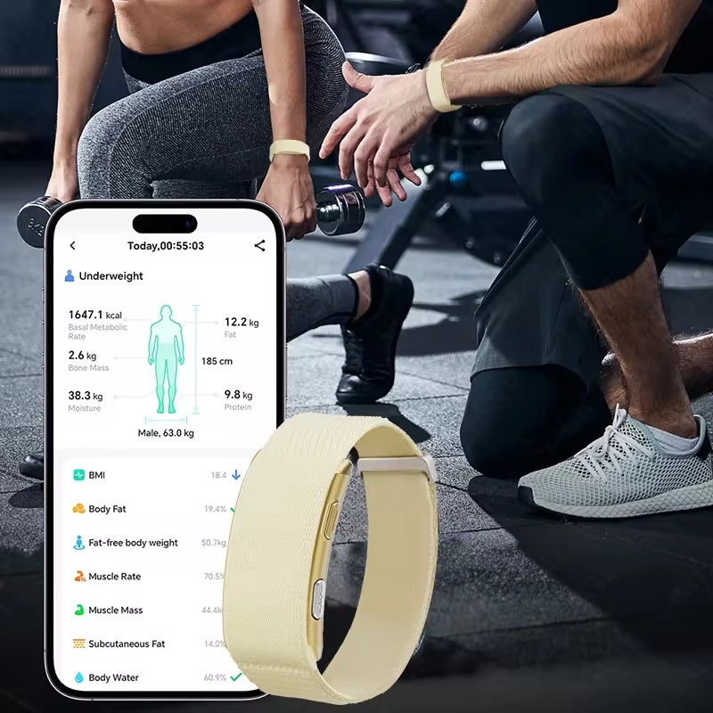 Lumora Essence ECG band with body composition information in the app